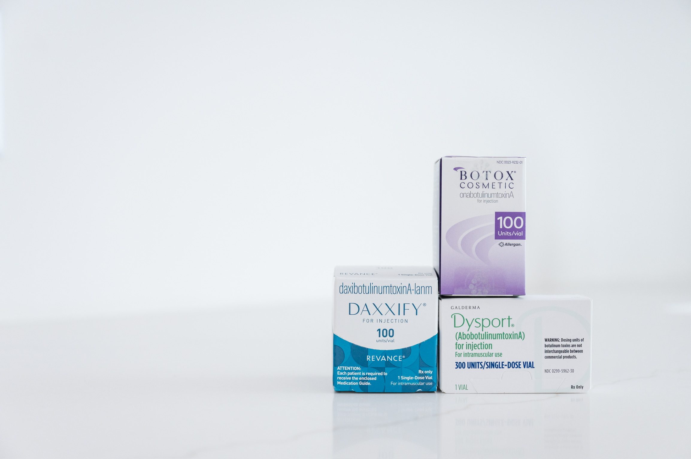 Skincare products used in a med spa setting